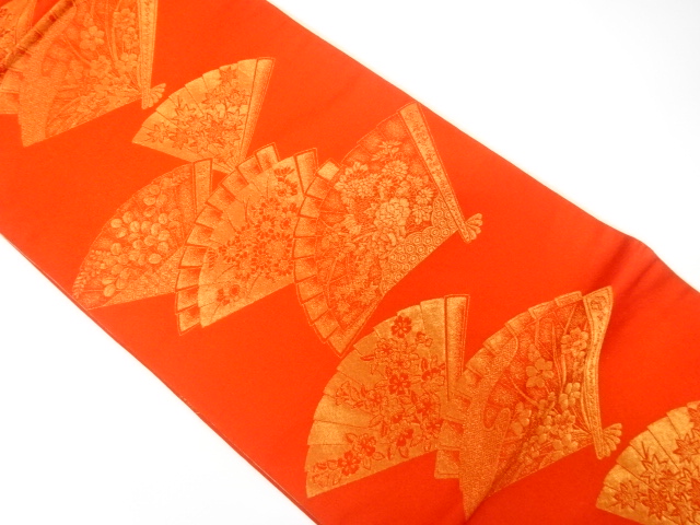 JAPANESE KIMONO / ANTIQUE FUKURO OBI / SILK / REVERSIBLE / WOVEN FLOWER